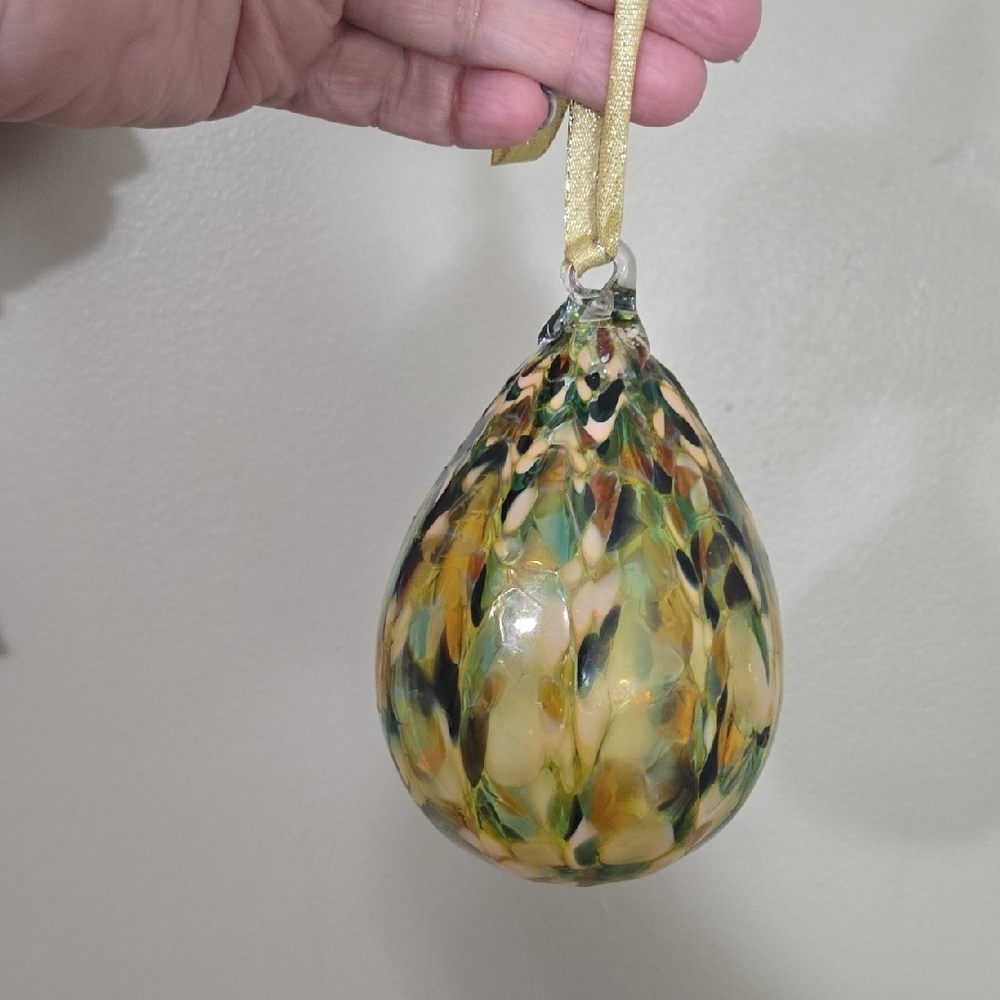 Handcrafted Tear Drop Glass Ornament - Multicolor